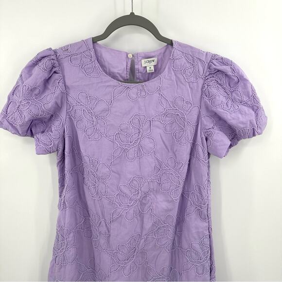 J Crew Floral Eyelet puff-sleeve mini dress in purple Size 6 - Picture 3 of 9